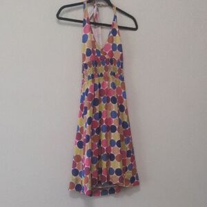 Anthropologie Maeve Pink and Purple Polkadot Halter Sundress